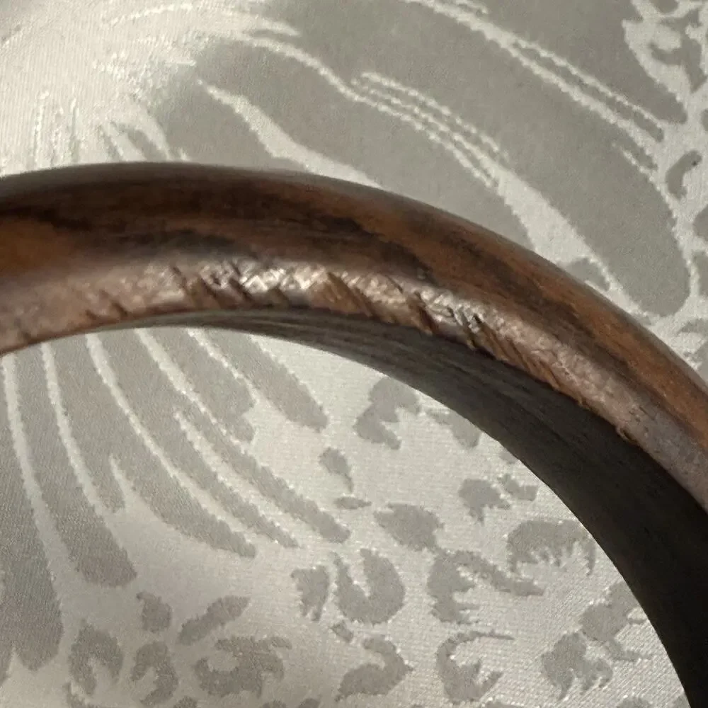 Boho Wooden Bangle Bracelet Dark Brown Natural Wood Grain Earthy Ecofriendly